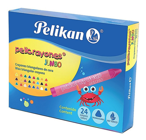24 Crayones Jumbo Cera Colores Pelikan Escolar Niños Dibujo