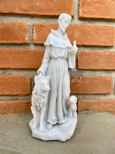 Imagen de San Francisco de Asís, 25 cm, polvo de mármol blanco
