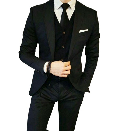 Terno Slim Masculino Completo Com Colete - Envio Expresso
