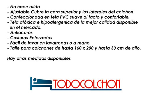 Imagen 2 de 7 de Protector Cubre Colchon Impermeable Reforzada 160x200 Ajust