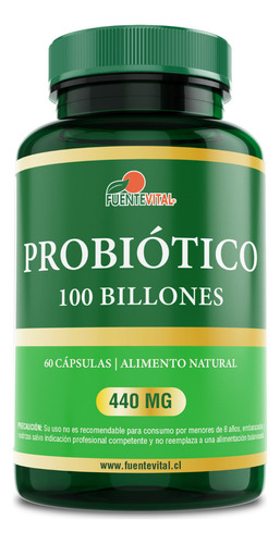 Probióticos 100 Billones - 10 Cepas - 60 Cápsulas Vegetales Sabor ss