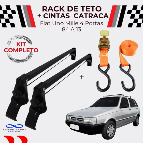 Rack Teto Fiat Uno Mille 4 Portas 84 A 13 + 2 Cintas Catraca