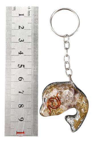 Orgonita Llavero Delfin Cuarzo Rosa Y Amatista