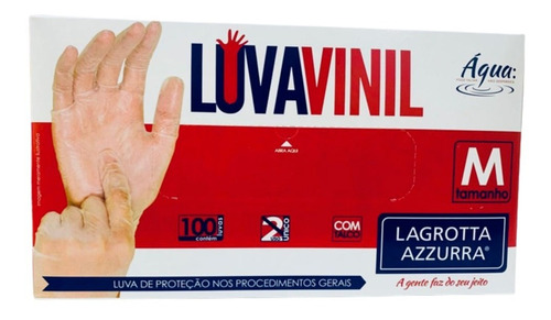 Luva Vinil Com Pó Procedimento Tam M Kit 5 Caixas 100 Unid