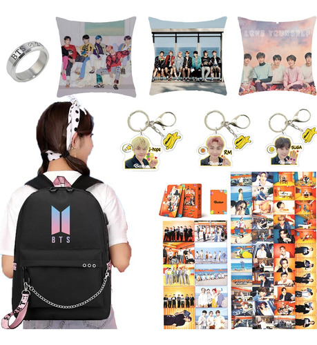 Bts Set Llavero Mochila Funda Almohada Llavero Postal