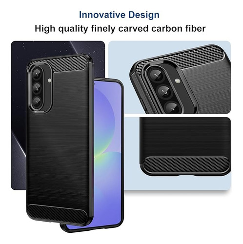 Funda Tpu Fibra De Carbono Compatible Con Samsung A36 Negro Textura Fibra De Carbono