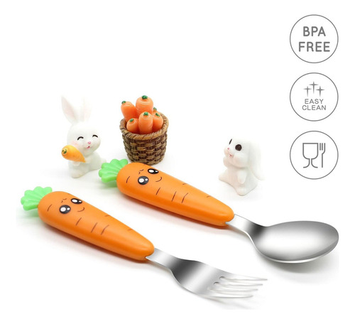 Ginbear Utensilios Para Niños Con Estuche, Cucharas Y Tenedo