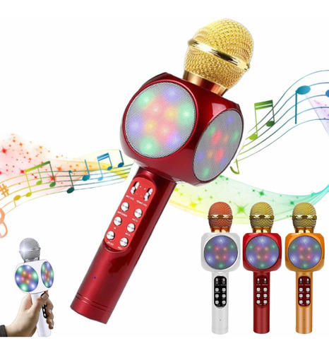 Microfone Youtuber C/ Caixa De Som Karaoke Grava E Muda Voz Cor Vermelho