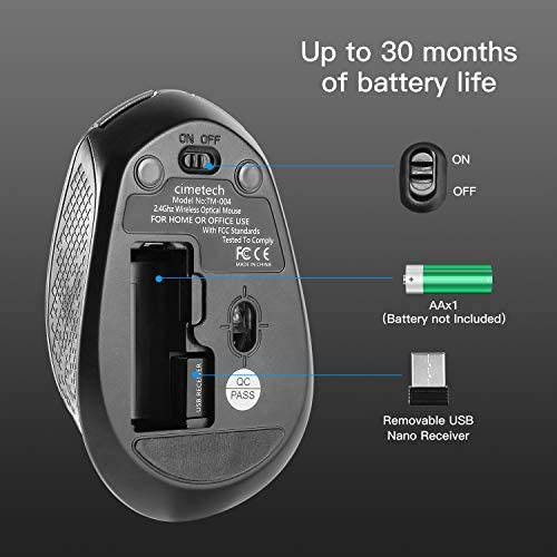Ratón Inalámbrico Cimetech, Ratón Óptico Ergonómico Inalámbr