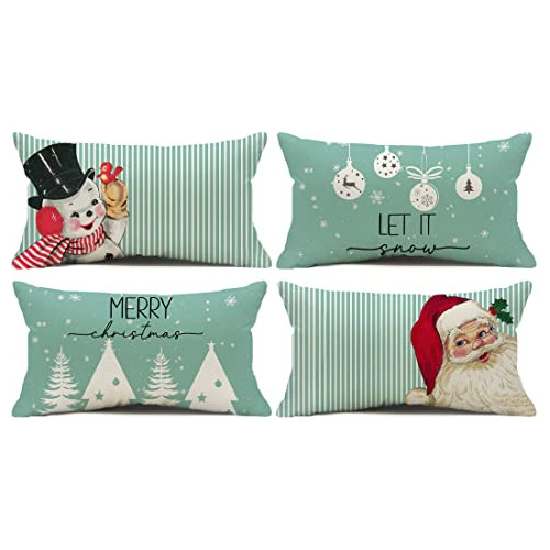 Fundas De Almohada De Decoración Navideña Verde, Jueg...