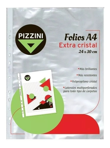 Folios A4 Extra Cristal Pizzini 50 Micrones X 10 Unidades