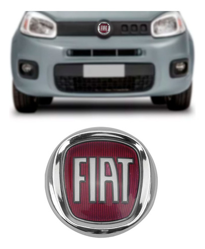 Emblema Grade Fiat Cromo Vermelho Grande Uno Mille 2010 2011