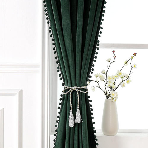 Cortinas Victree Pom Pom Para Dormitorio, Bloqueo De Luz Sol