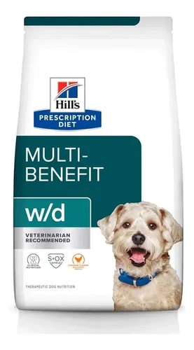 Alimento Hill's Prescription Diet Multi-Benefit w/d para perro adulto todos los tamaños sabor pollo de 3.85 kg
