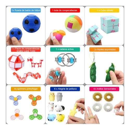 Set 35 Fidget Toy Juguete Sensorial Anti Estrés Para Niños