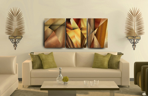 Imagem 2 de 4 de Kit 3 Quadros Decorativos 60x40 Abstrato Colorido R3