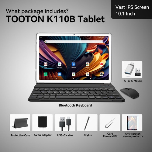 Tableta 2 En 1 Tooton 10 Android 128gb Rom Con Teclado