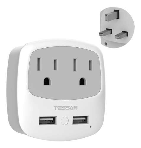 Adaptador Enchufe Tipo G 2 Salidas Ca 2 Puertos Usb