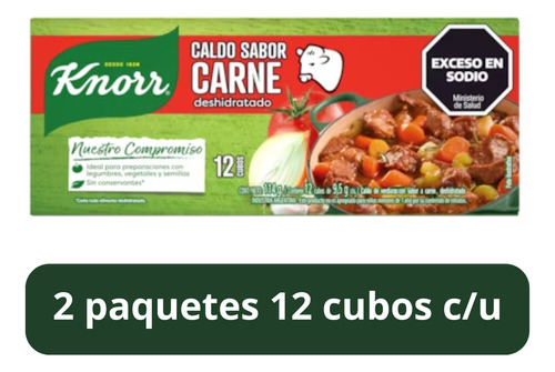 Pack X 24 Unid. Caldo  Carne 12 Un Knorr Caldos Y Sopas