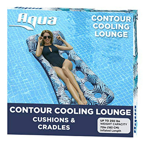 Aqua 18-pocket Inflatable Contour Lounge, Luxury Fabric, Sun