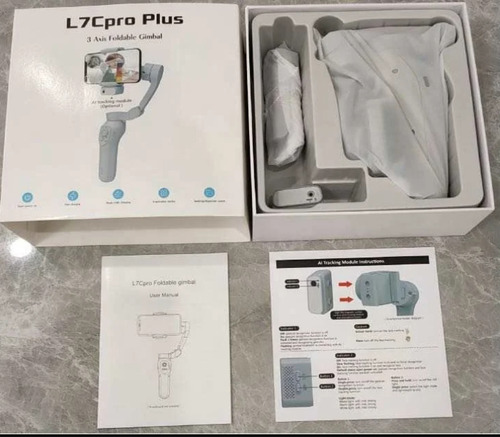 Estabilizador Gimbal 3 ejes L7c Pro Plus con AI de seguimiento facial Luz y tripode color gris
