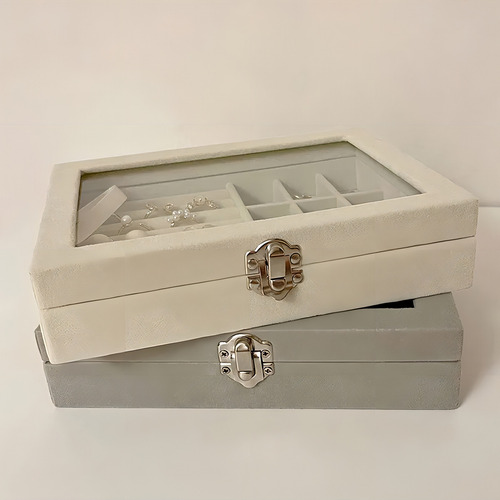 Joyero Caja Exhibición Estuche Organizador Joyas Jer Color Blanco