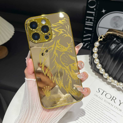Funda Protectora Acrílica Gold Lion Para iPhone X Xs Max Xr 11 12 13 14 15 16 Pro Max 14plus 15plus 16plus
