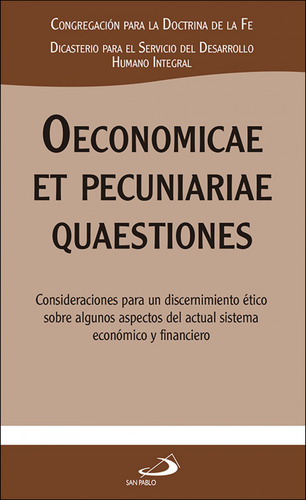 Oeconomicae Et Pecuniariae Quaestiones Vv.aa. San Pablo Edit