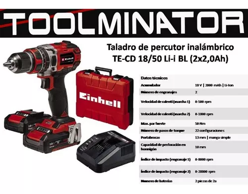 Kit taladro atornillador con percutor - 2 baterias EINHELL