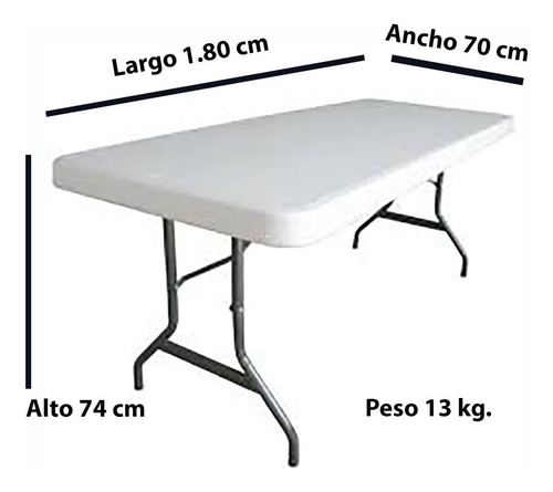 Imagen 4 de 8 de Mesa Plegable Tipo Portafolio 1.80 M Plastico Jardin (dasel)