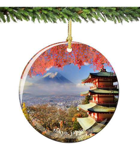Tokio Japon Navidad Ornamento 2.75  Doble Cara Porcelana
