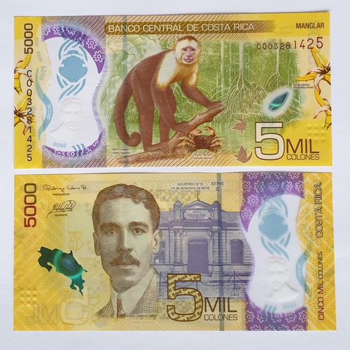 Billetes Mundiales Costa Rica 5000 Colones 2018(20) Polimero
