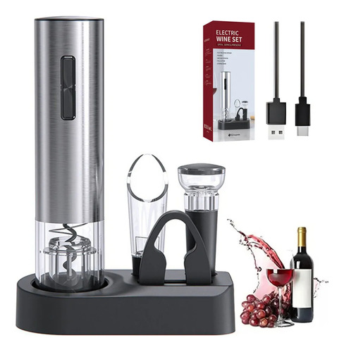 Kit Abridor De Vino Automático Recargable Con Cable