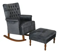 Comprar Sillon Mecedora Silla Maternidad Lactancia Moderna Taburete Color Gris