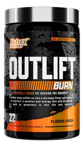 Pre Entreno Outlift Burn Nutrex 22 Servicios Sabor Florida Crush