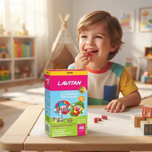Lavitan Kids Patati Patata 60 Comprimidos Mastigáveis Sabor Tutti Frutti