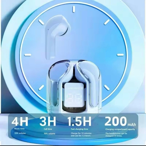 Auriculares Bluetooth Ultrapods LED Air Max transparentes, color blanco