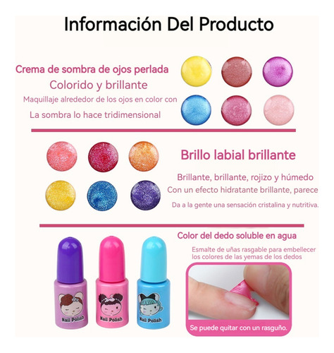 Set De Maquillaje Para Niñas, Lavable, Con Almacenamiento