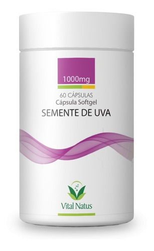 Semente De Uva 1000mg 60 Cápsulas Vital Natus Sabor Neutro