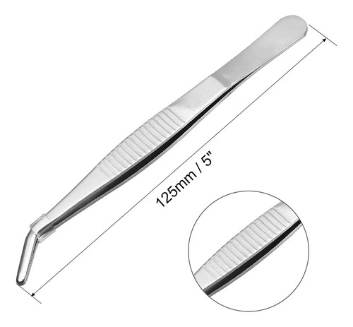 Pinzas De Acero Inoxidable Con Punta Curva Y Dentada