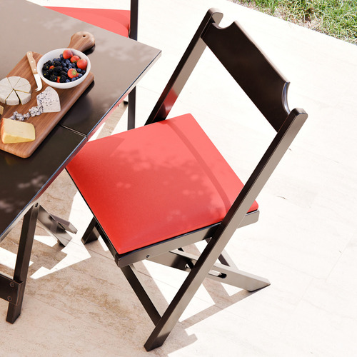 Jogo De Jantar Mesa Retangular 120x70 E Com 4 Cadeiras Estofadas Para Lanchonete Restaurante E Cozinha Cor Vermelho