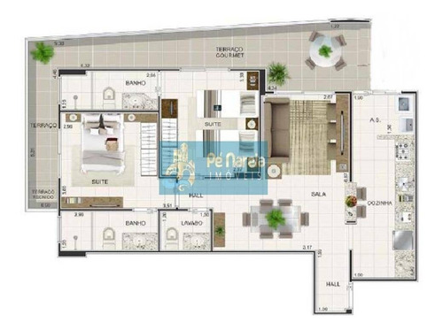 Imagem 9 de 10 de Apartamento Com 2 Dormitórios, 2 Suítes, Sacada Gourmet, 2 Vagas, À Venda, 90 M² Por R$ 510.000 - Boqueirão - Praia Grande/sp - T2b74a - Ap0141