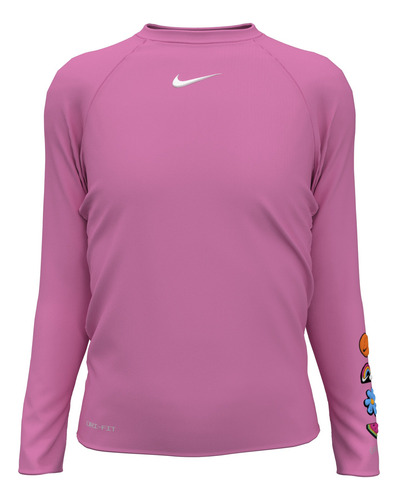 Polera De Natación Nike Long Sleeve Hydroguard Niñas Rosado