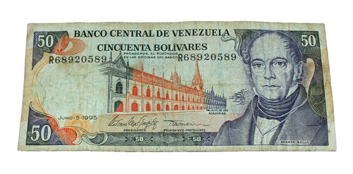 Billete De 50 Bolívares 5 Junio 1995 Serial R68920589