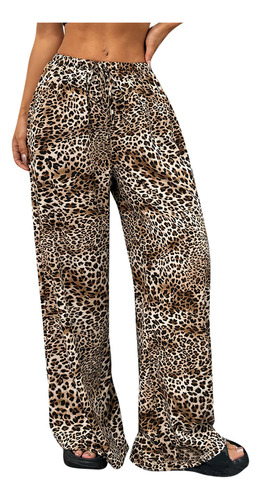 Cintura Elástica Con Estampado De Leopardo A La Moda Holgada
