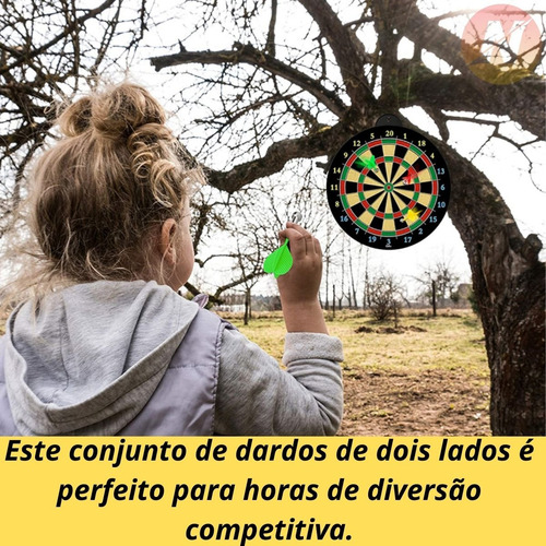 Jogo De Dardos Dupla Face Alvo Duplo 4 Dardos Grande 30 Cm
