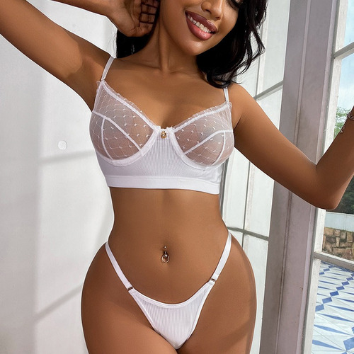 C^ Conjunto De Bragas Sexy Con Sujetador Y Tanga De Encaje