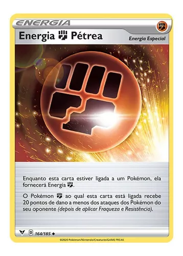 Kit Carta Pokémon Energia Lutador Pétrea Voltagem Vívida