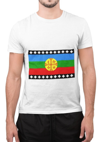 Polera Unisex Mapuche Bandera Chile Estampado Algodon