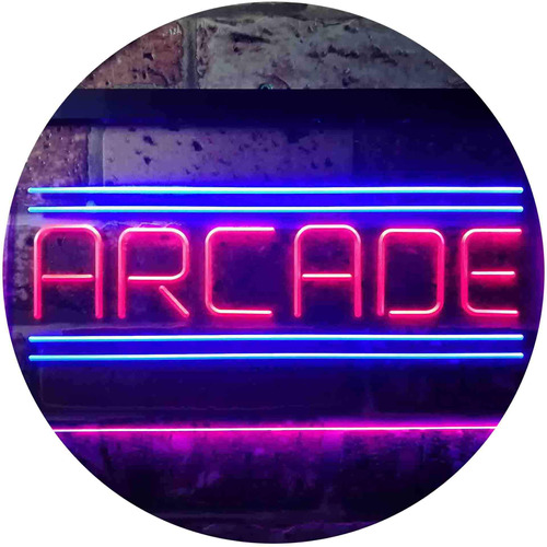 Arcade Game Zone Room Letrero Neon Led Doble Color Azul Rojo